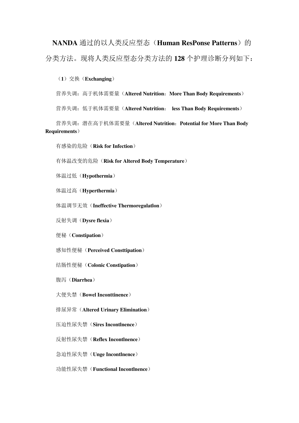护理常用128个护理诊断_第1页