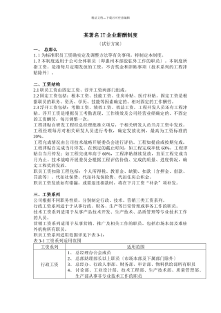 某IT企业薪酬制度管理方案
