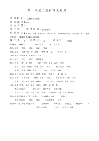 护理查房记录支气管肺炎