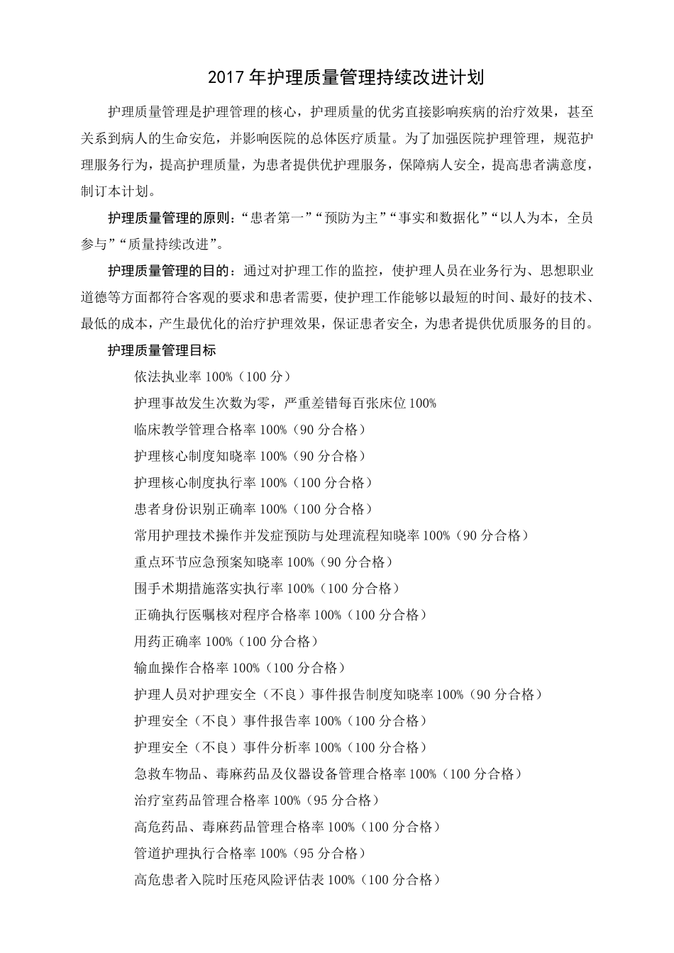 护理质量管理与持续改进计划_第1页