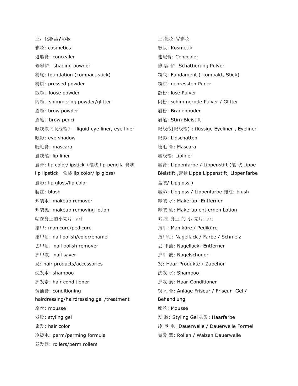 护肤品中文英文德文对照_第3页