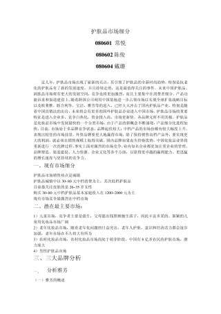 护肤品市场细分
