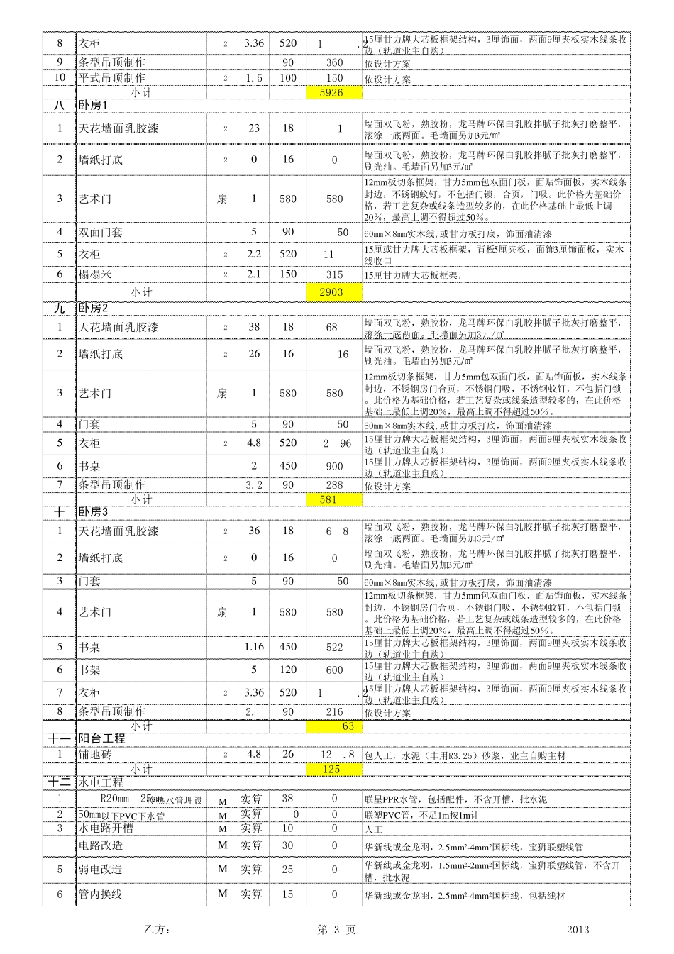 报价表预算表_第3页