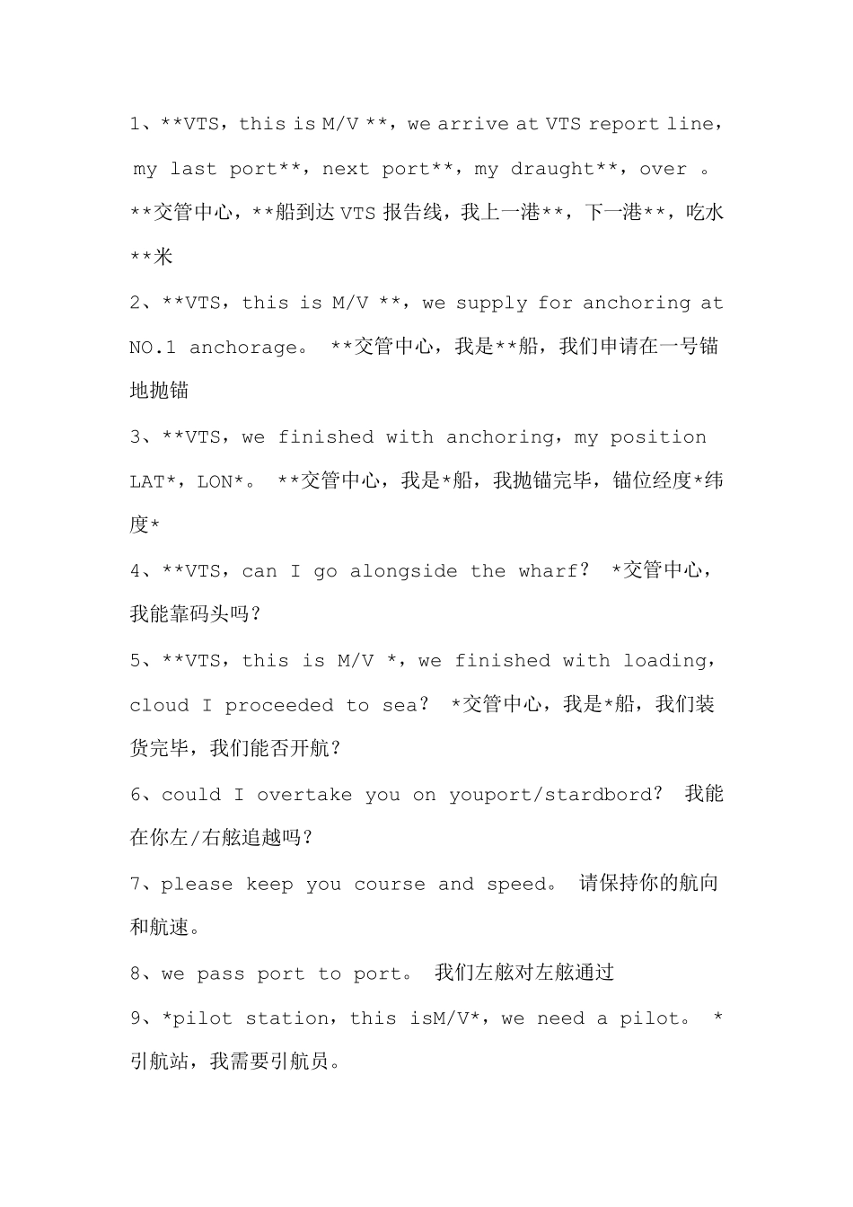 报告VTS船舶驾驶常用英语口语消防与灭火_第1页