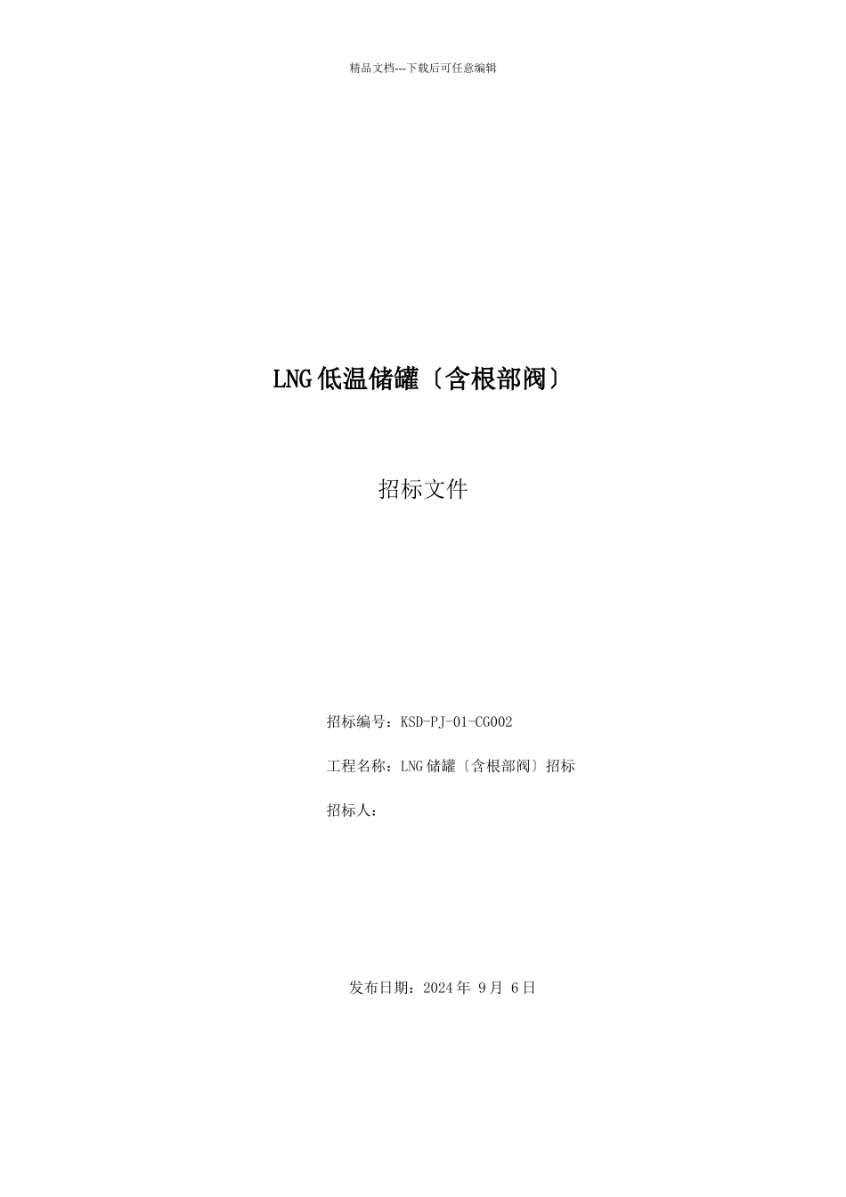 某公司NG低温储罐招标文件_第1页