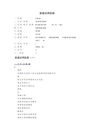 押韵表全面重点
