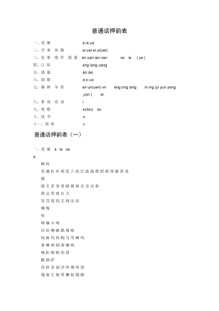 押韵表实用大全