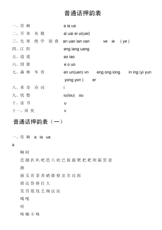 押韵表实用大全1