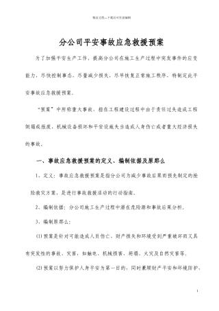 某公司安全事故应急救援预案