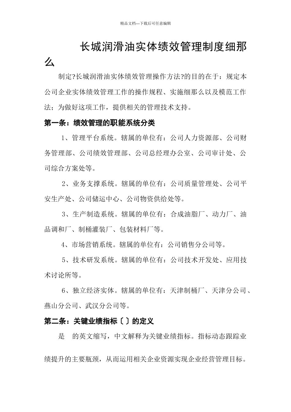 某公司实体绩效管理制度细则_第1页