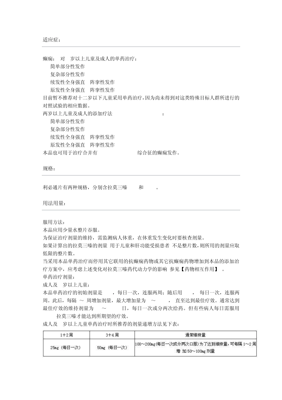 拉莫三嗪片说明书_第2页