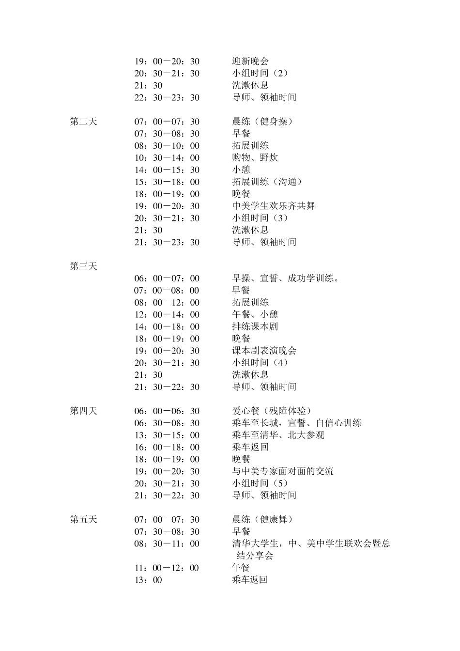 拓展训练：青少年素质拓展夏令营方案_第3页