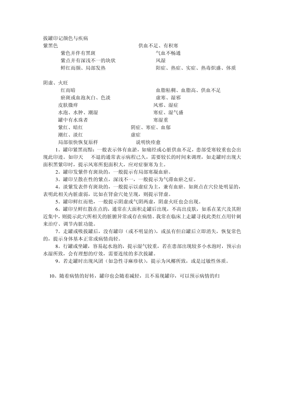 拔罐印记颜色与疾病_第1页