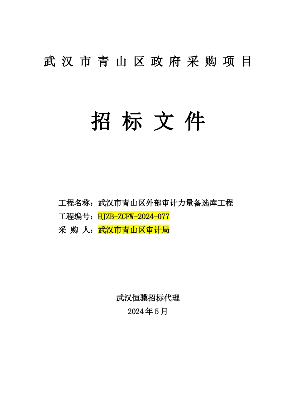 某区政府采购项目招标文件_第1页