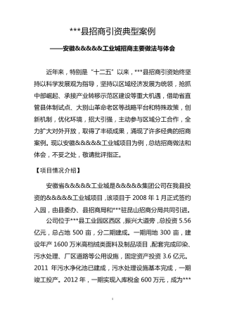招商引资典型案例
