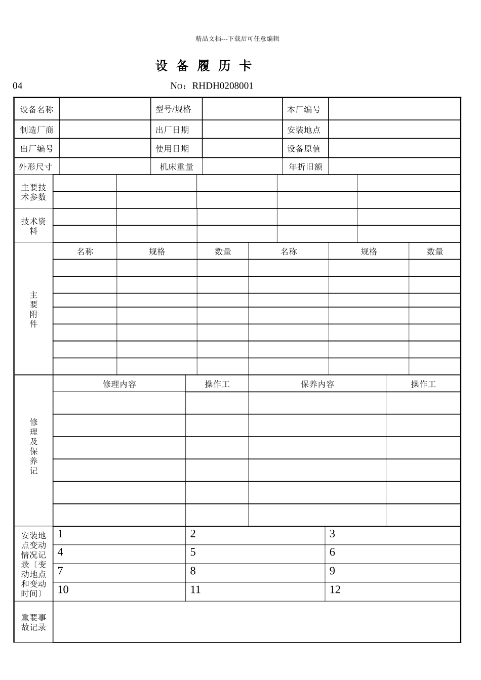 某厂设备履历表_第2页