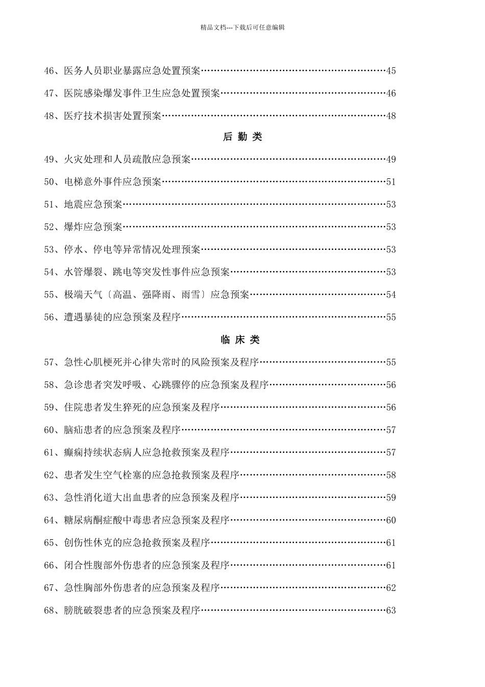 某县人民医院应急预案汇编目录_第3页