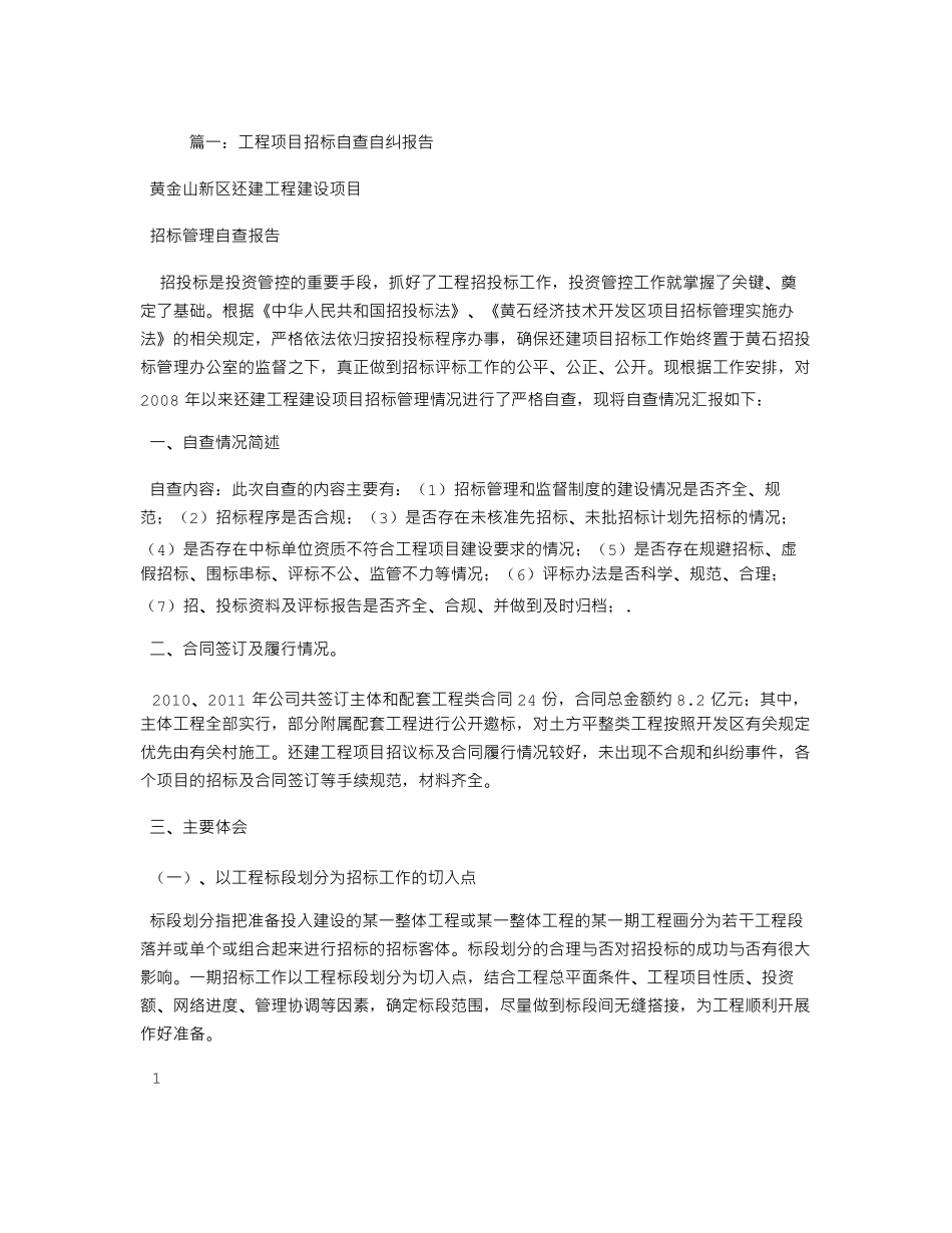 招投标自查报告_第1页