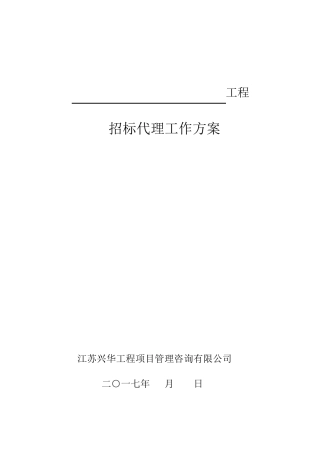 招标代理工作方案