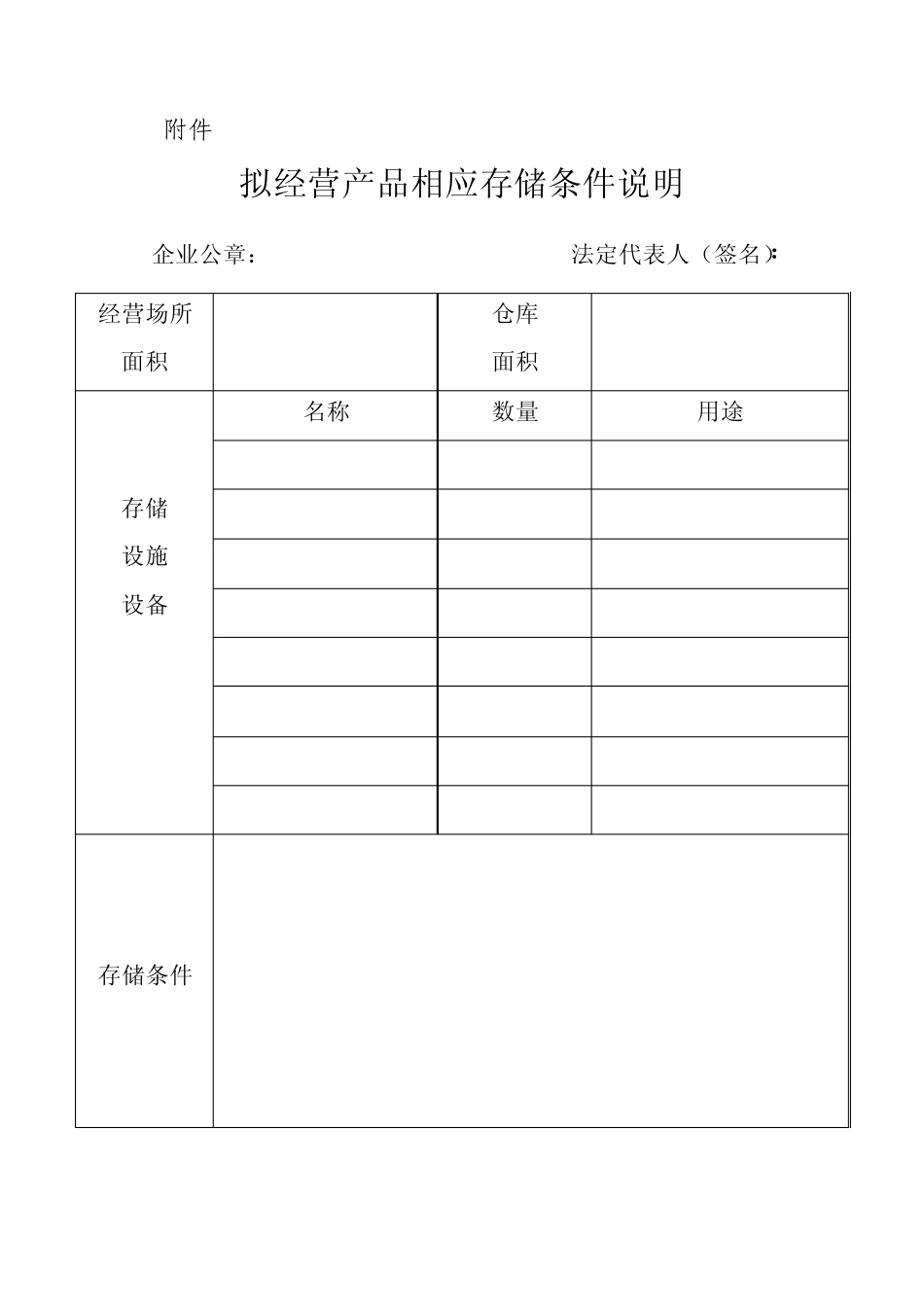 拟经营产品相应存储条件说明_第1页