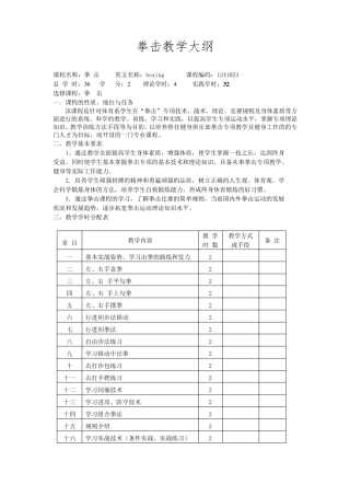 拳击教学大纲