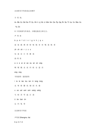 拼音启蒙内容教材——汉语拼音字母表读法及顺序
