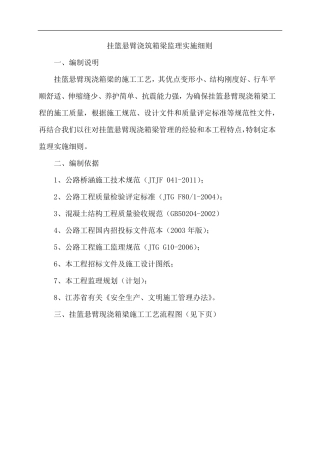 挂篮施工监理细则。