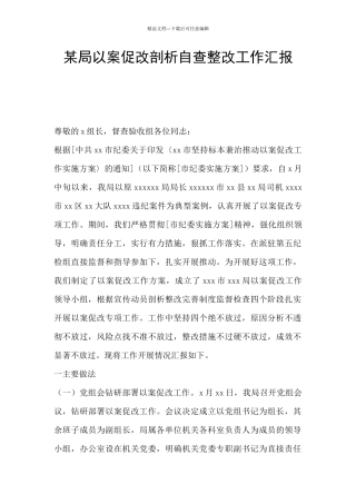 某局以案促改剖析自查整改工作汇报