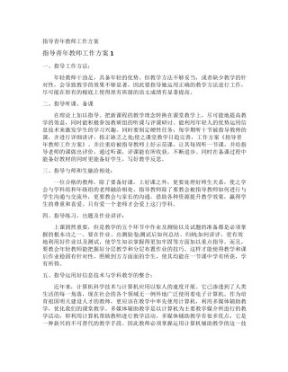 指导青年教师工作计划