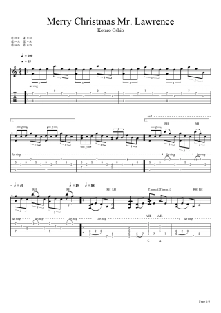 指弹吉他谱MerryChristmasMr.Lawrence(押尾桑)