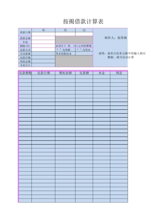 按揭贷款(等额和等本)还款明细表