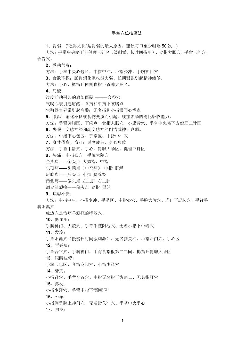 按摩手掌穴位按摩法及手穴图大全_第1页