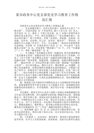 某市政务中心党支部党史学习教育工作情况汇报