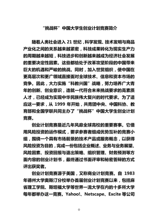 挑战杯创业大赛作品样本