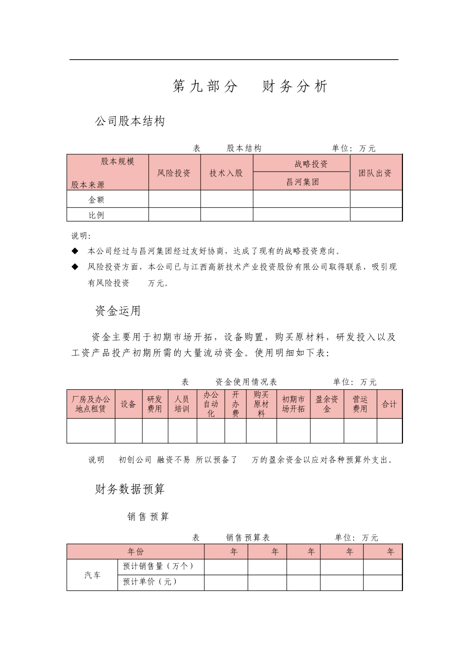 挑战杯第九部分财务分析_第1页