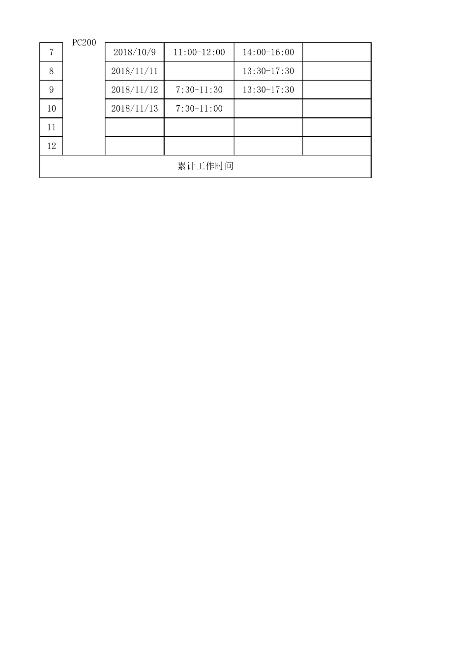 挖掘机(挖土机)工作时间表_第2页