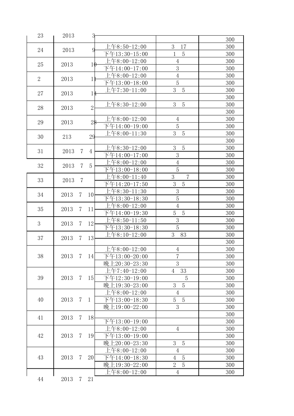 挖掘机工作时间统计表_第2页