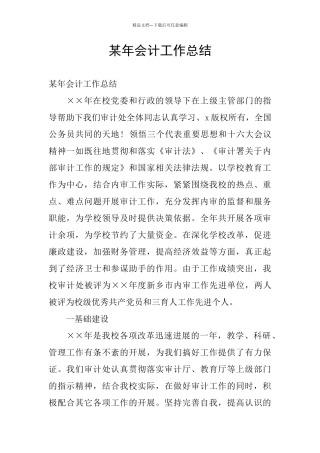 某年会计工作总结