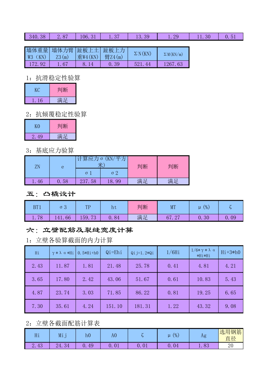 挡土墙工程量计算表格(直接计算)_第2页