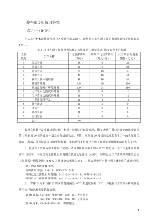 挣得值分析练习题
