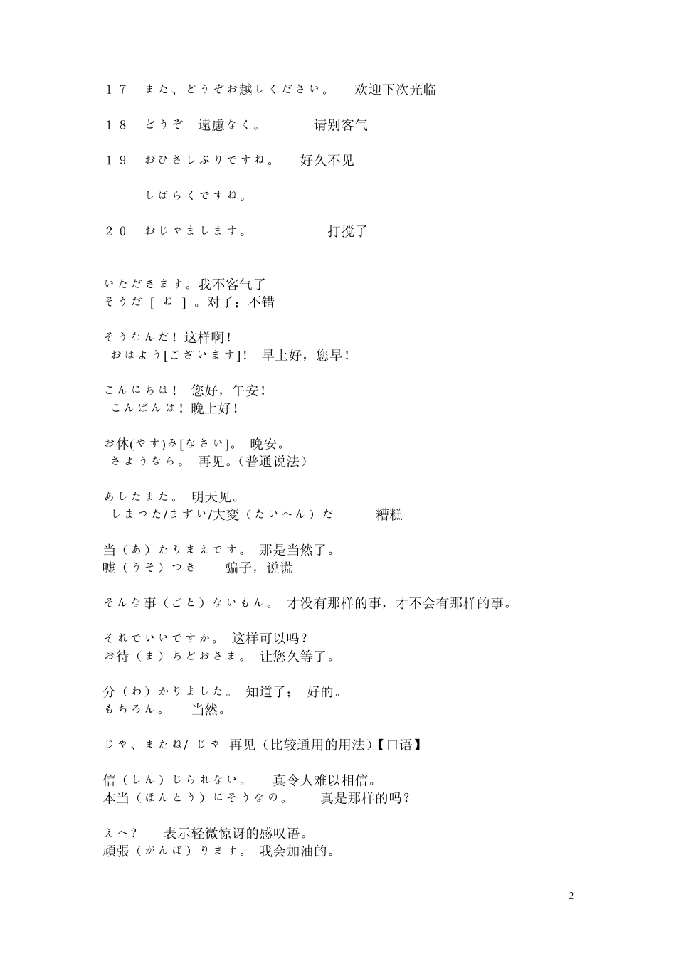 挨拶(寒暄语)日本人每日必用寒暄语_第2页