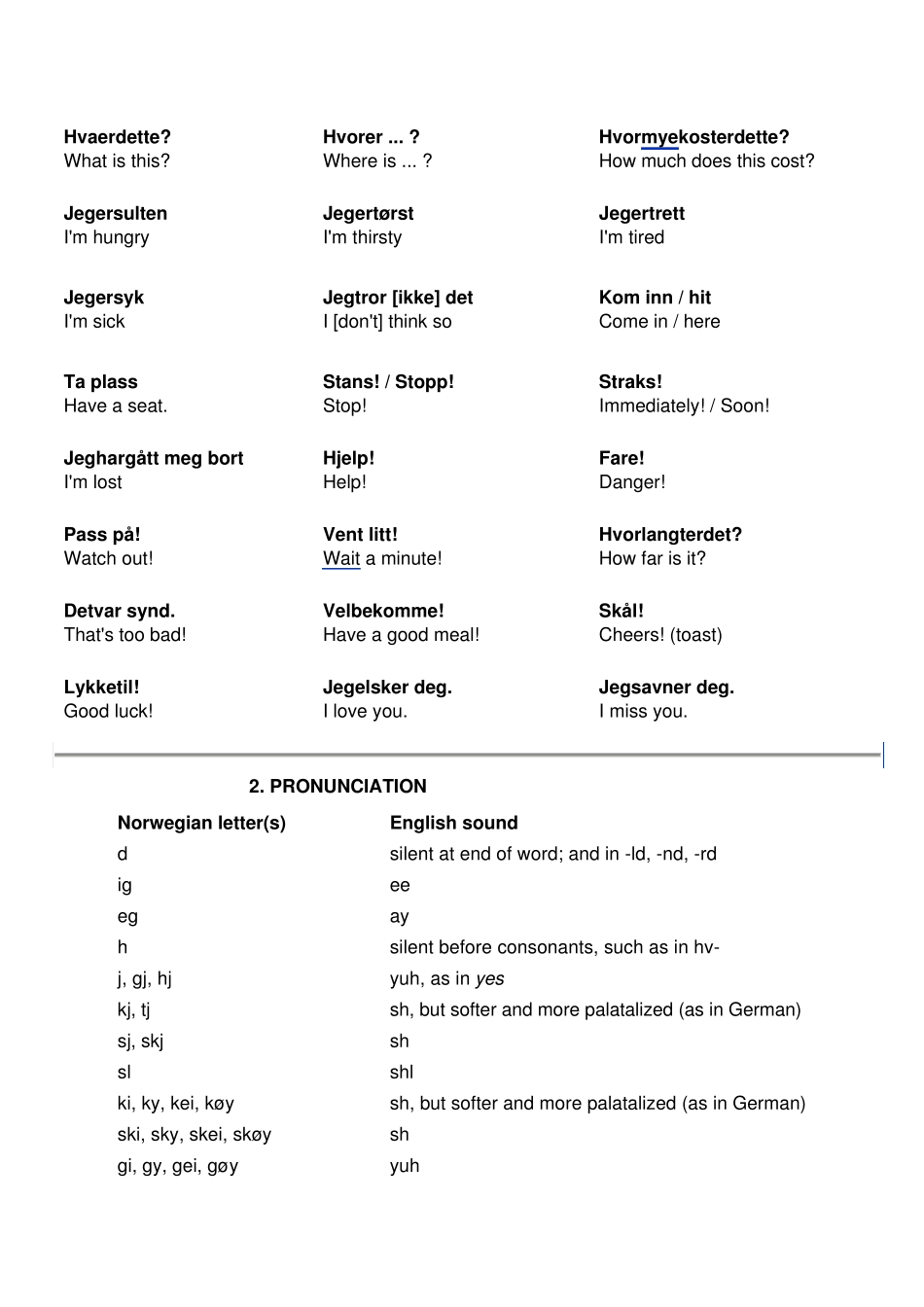 挪威语常用短语与词汇_第2页