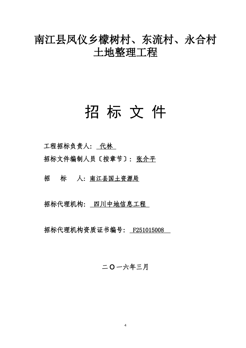 某村土地整理项目地整理项目招标文件_第1页