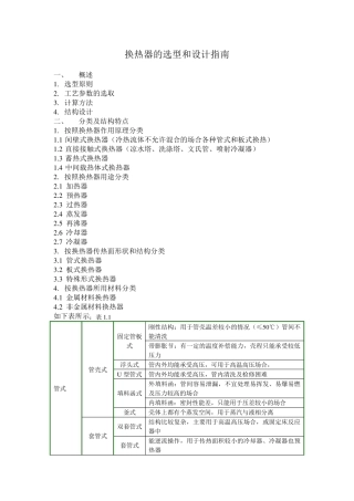 换热器的选型和设计