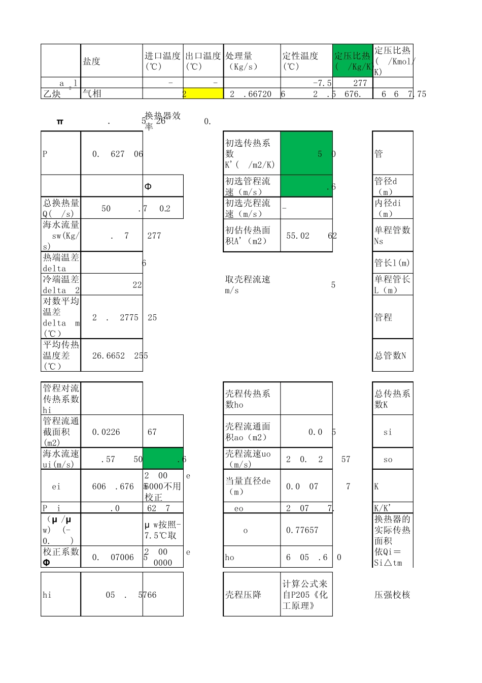 换热器计算excel表_第1页