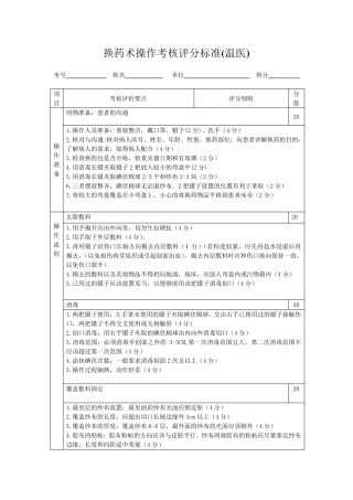 换药术评分标准