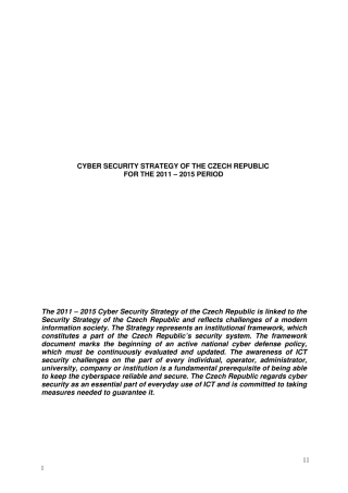 捷克网络安全战略