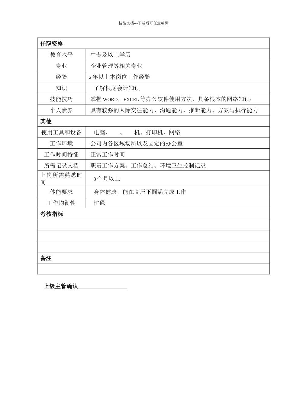 某汽车集团后勤部助理岗位说明书_第2页