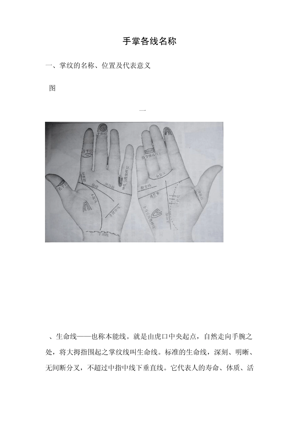掌纹的名称、位置及代表意义_第1页