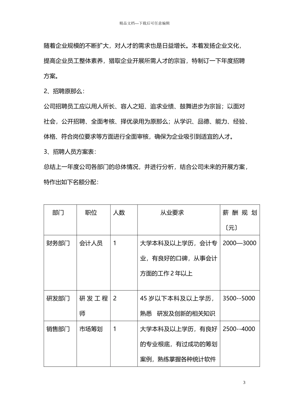 某电子公司年度招聘计划书_第3页